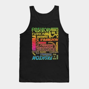 THE WORD FASHION in Many Typefaces by Beautiful WORDSMITH LGBTQIA RAINBOW COLORS Tank Top